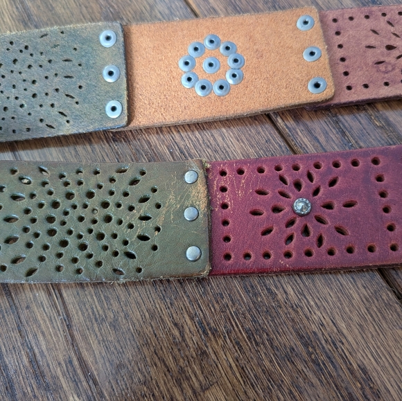 Fossil Women's Leather Boho Patch Belt Size Large - Picture 5 of 7